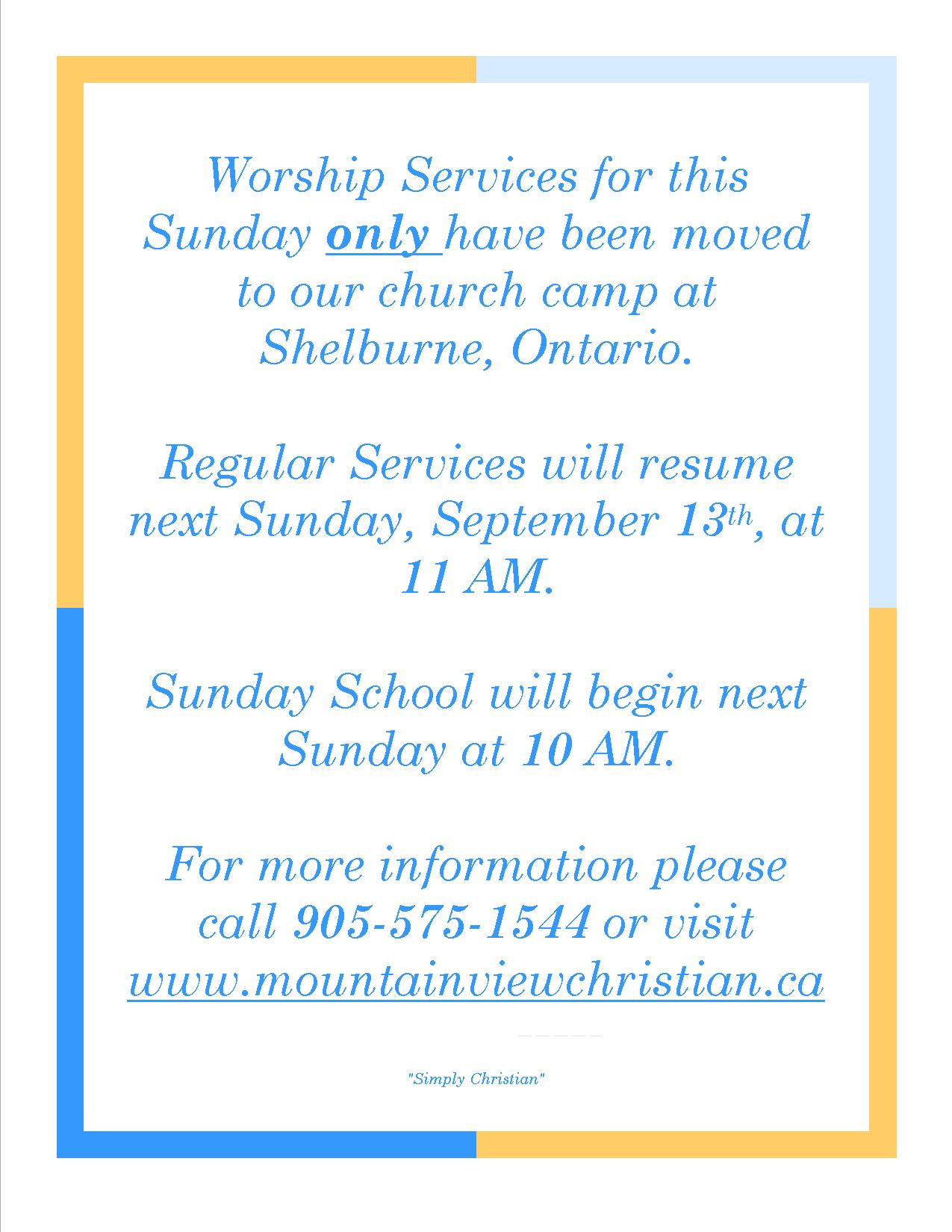 Church Cancellation sign for camp